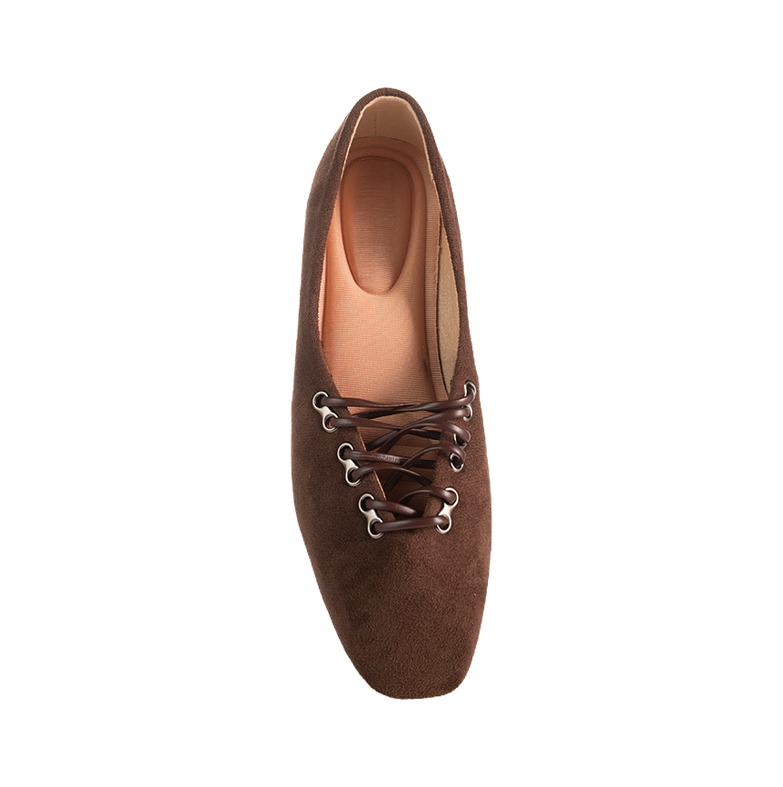 Suede lace-up Ballerina