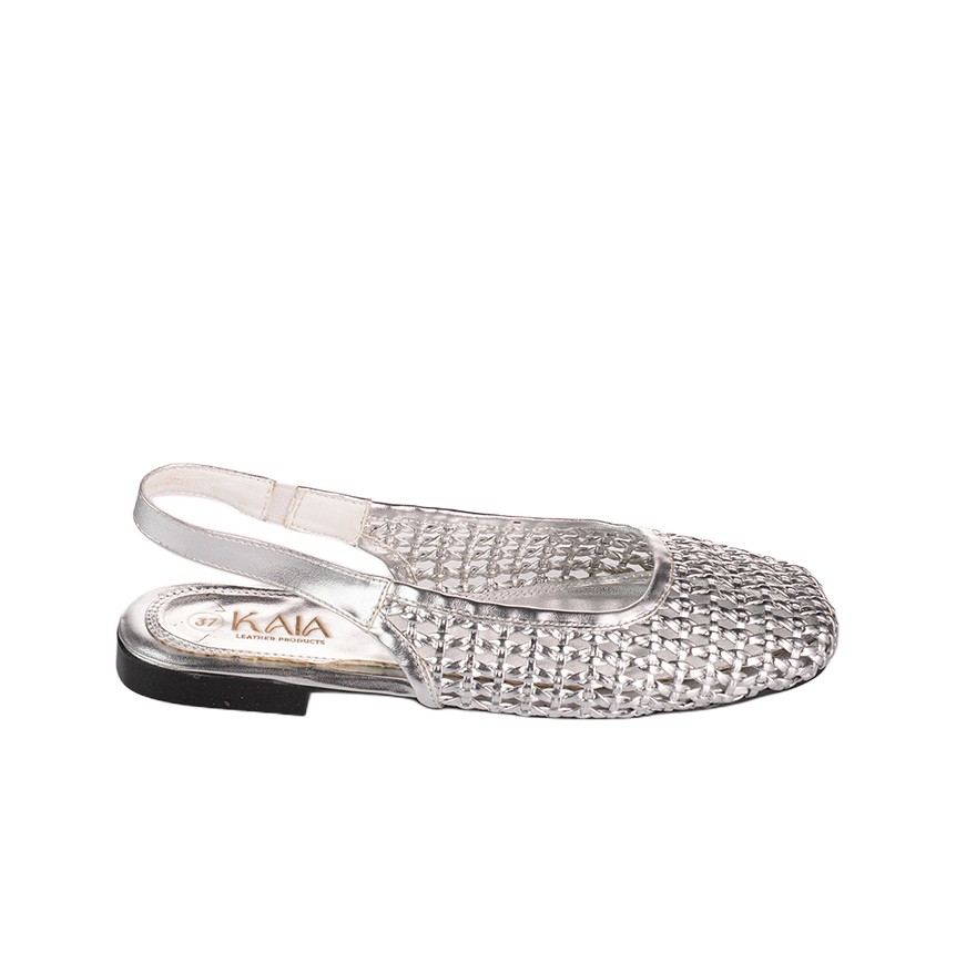 Mesh-Effect Slingback Ballerinas