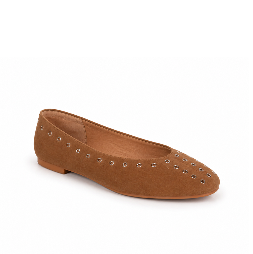 Studded suede ballerinas