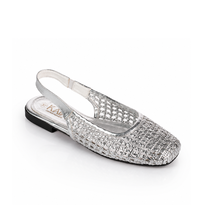 Mesh-Effect Slingback Ballerinas