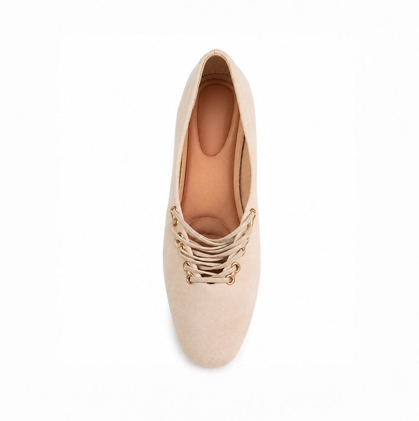Suede lace-up Ballerina