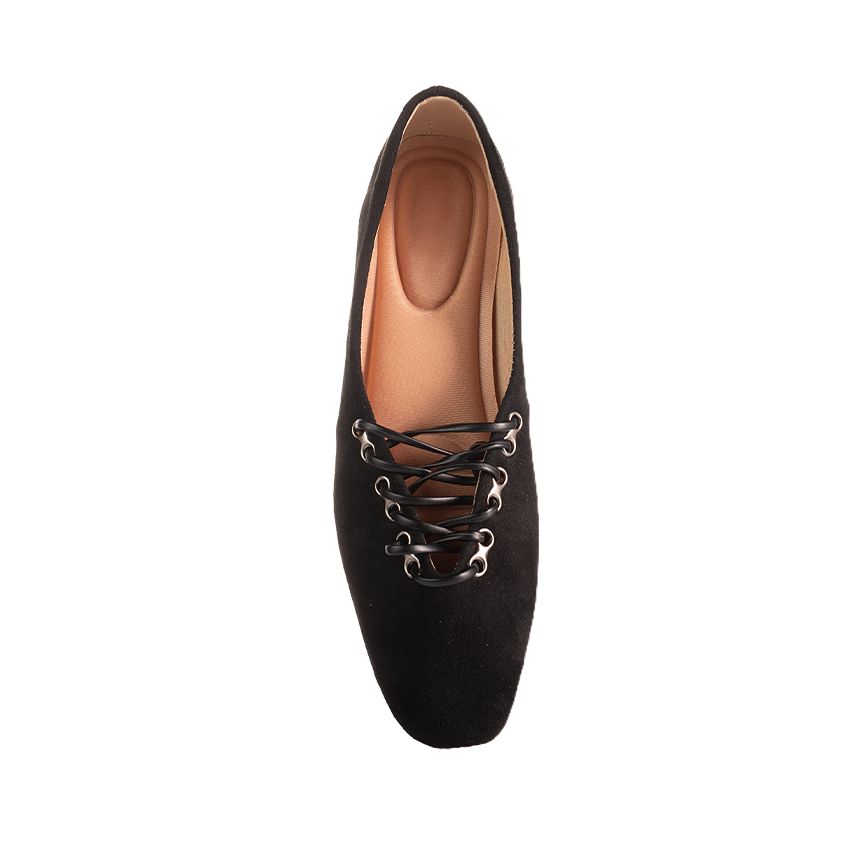 Suede lace-up Ballerina