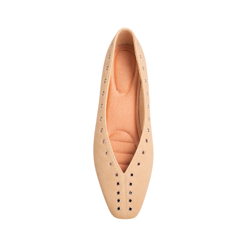 Studded suede ballerinas