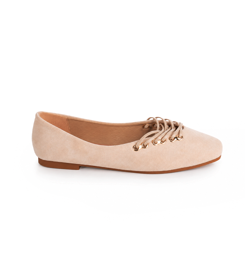 Suede lace-up Ballerina