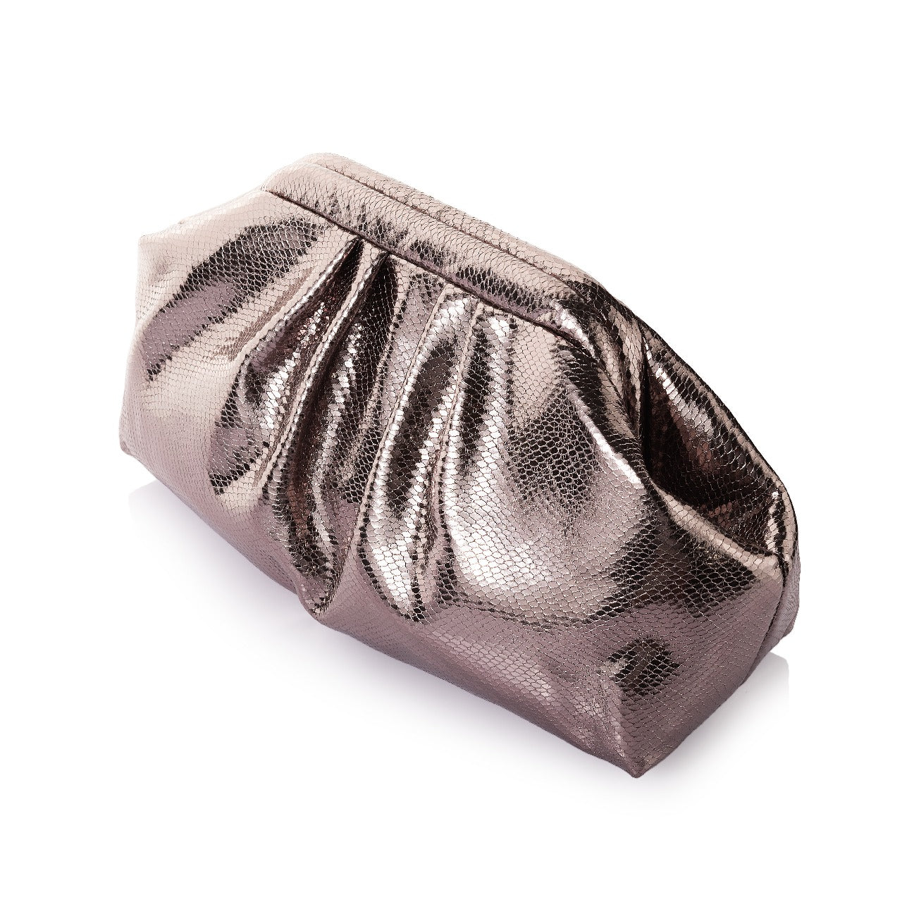 Gathered Tweed Metallic Clutch