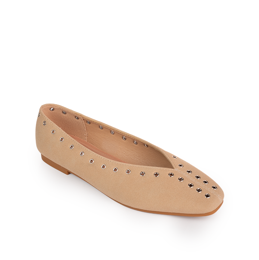 Studded suede ballerinas