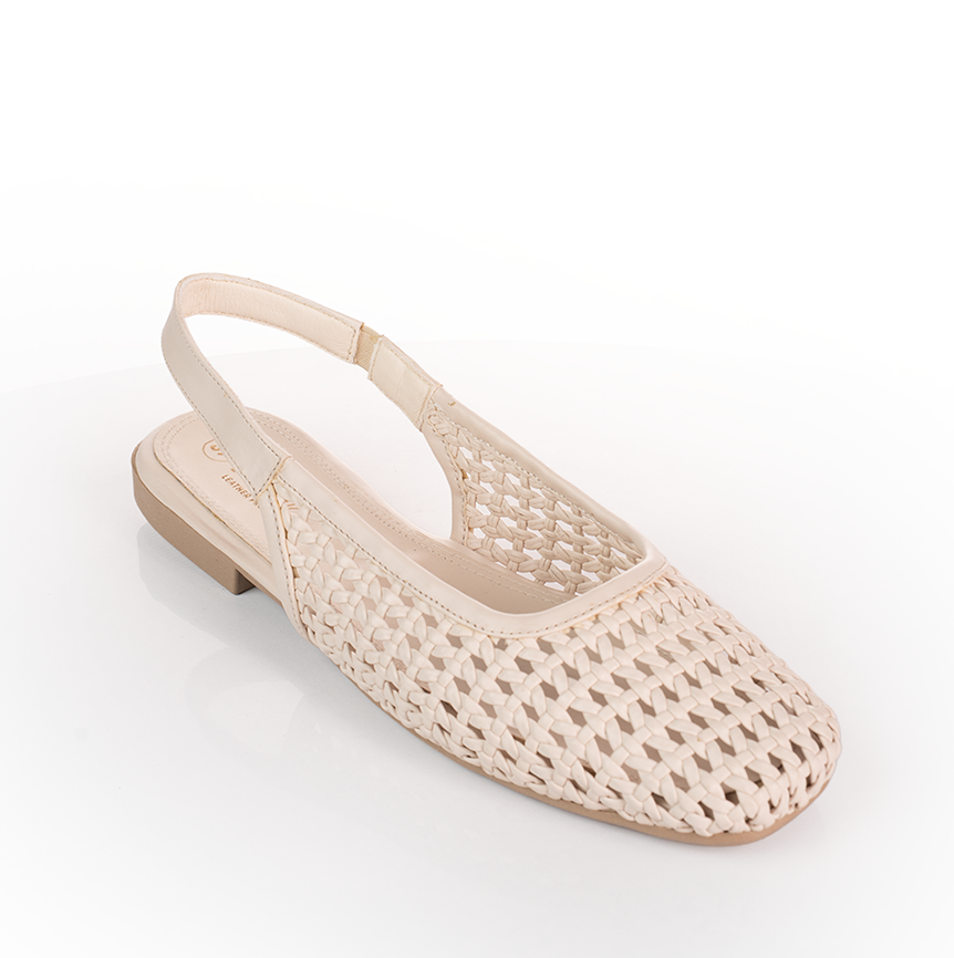 Mesh-Effect Slingback Ballerinas