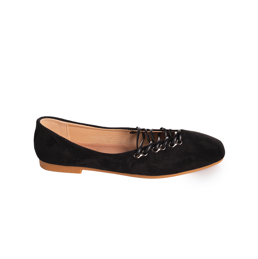 Suede lace-up Ballerina