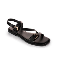 Double Buckle Strappy Flat Sandals