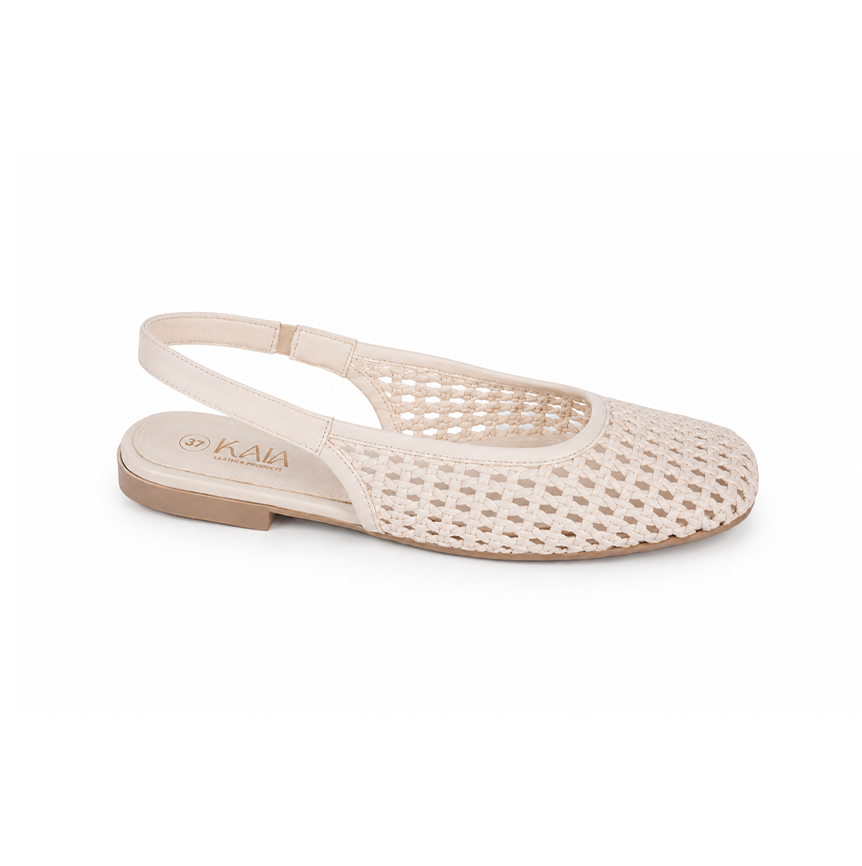 Mesh-Effect Slingback Ballerinas