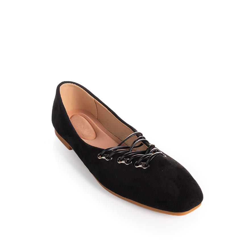 Suede lace-up Ballerina