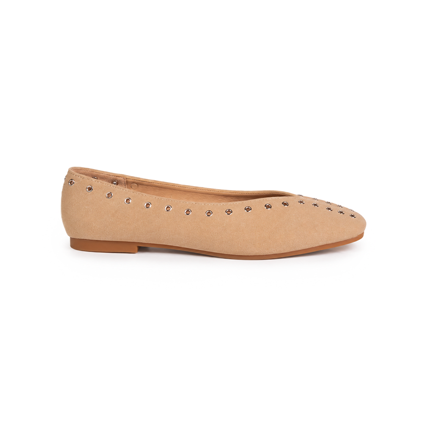 Studded suede ballerinas