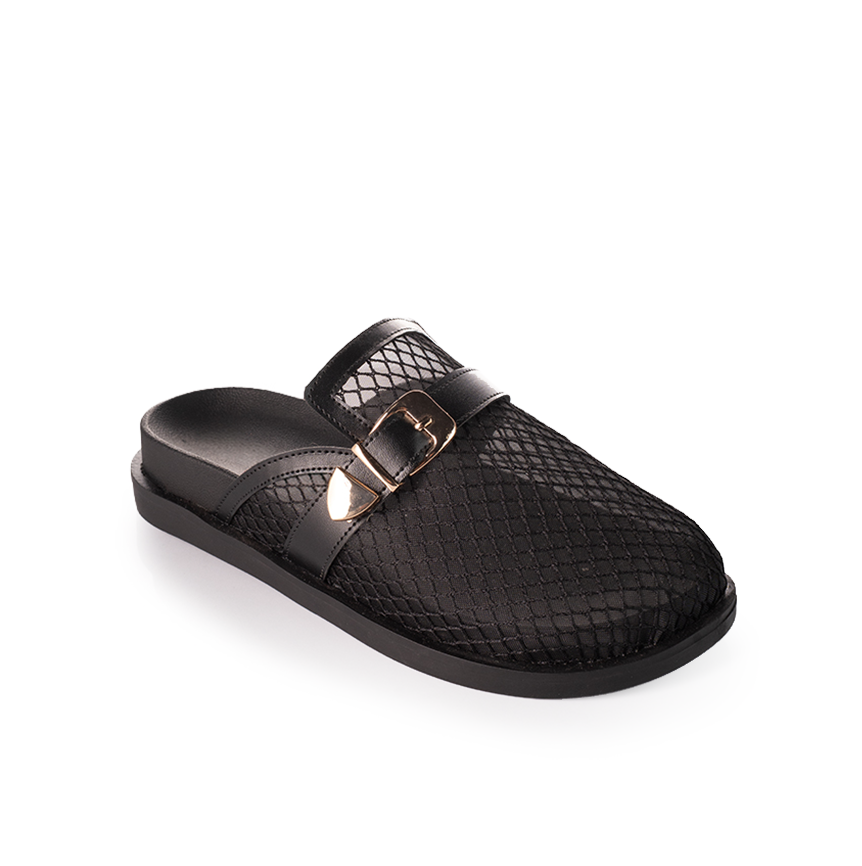 Leather Bind Mesh mules