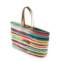 Striped Crochet Tote Bag