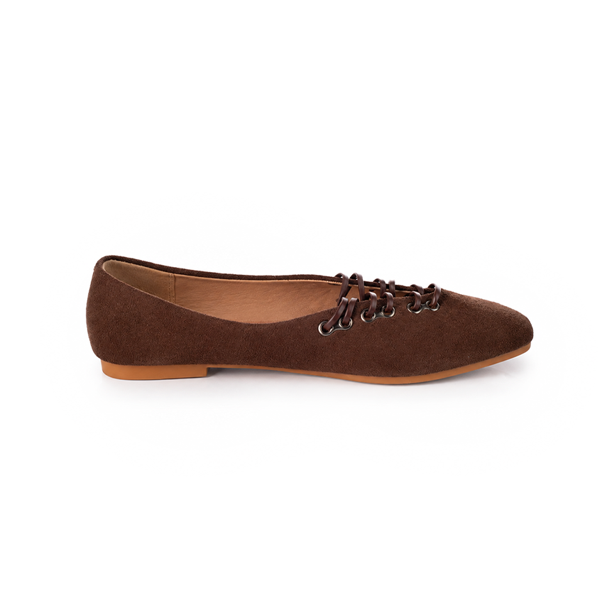 Suede lace-up Ballerina