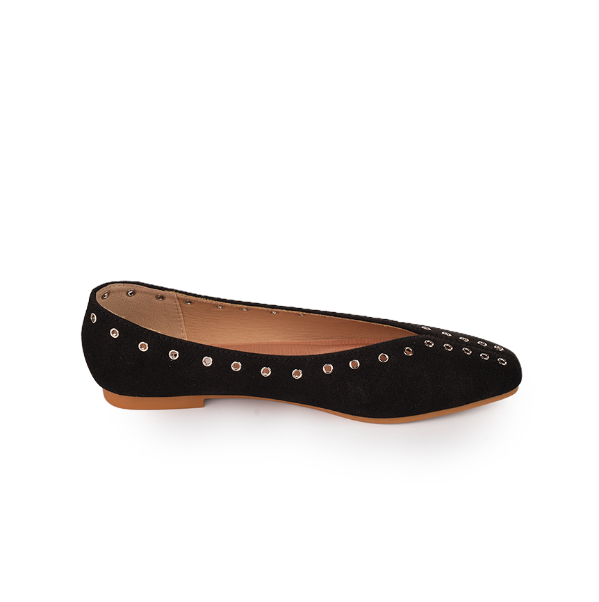 Studded suede ballerinas