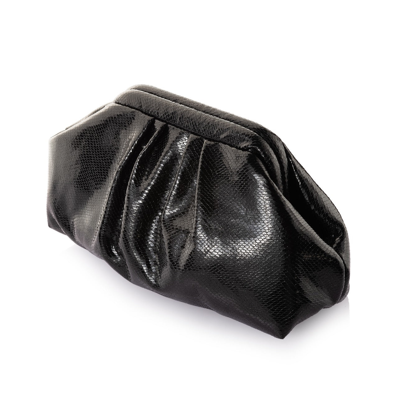 Gathered Tweed Metallic Clutch