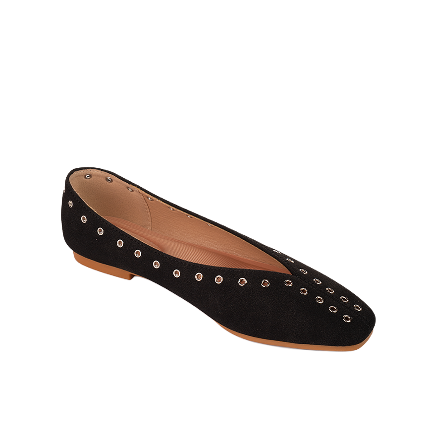 Studded suede ballerinas