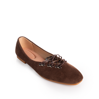 Suede lace-up Ballerina