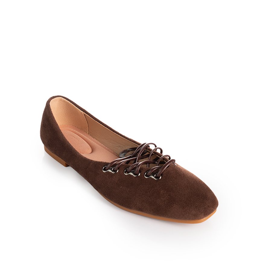 Suede lace-up Ballerina