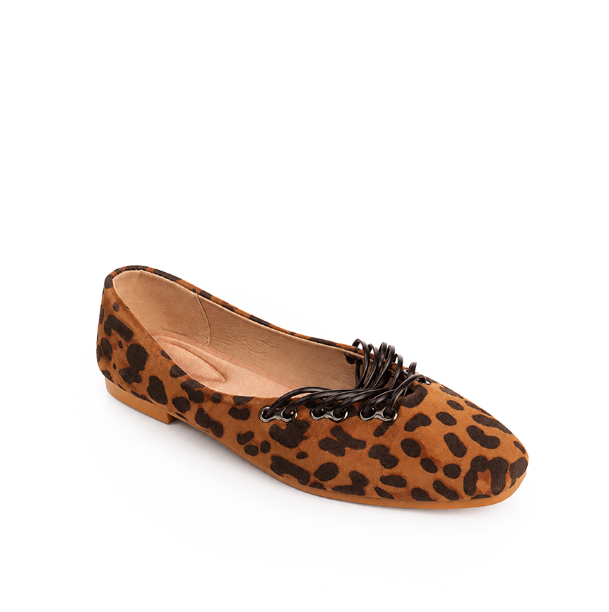 Suede lace-up Ballerina