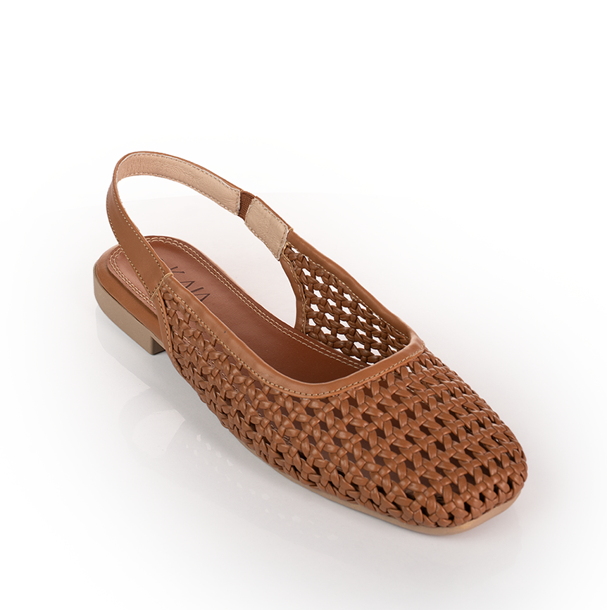 Mesh-Effect Slingback Ballerinas