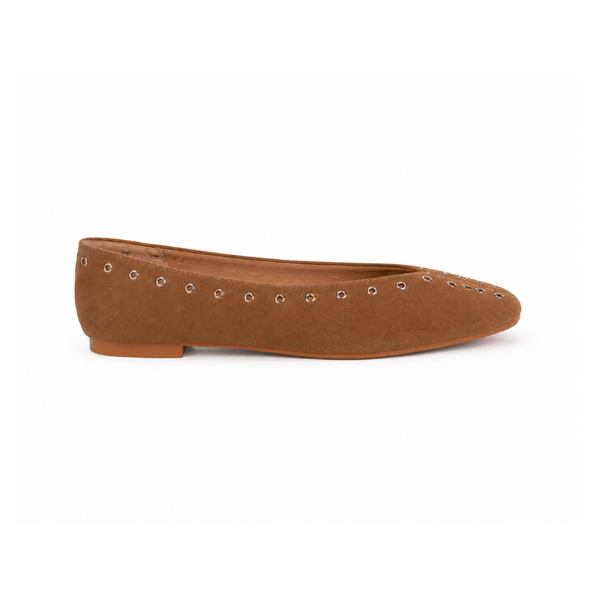 Studded suede ballerinas
