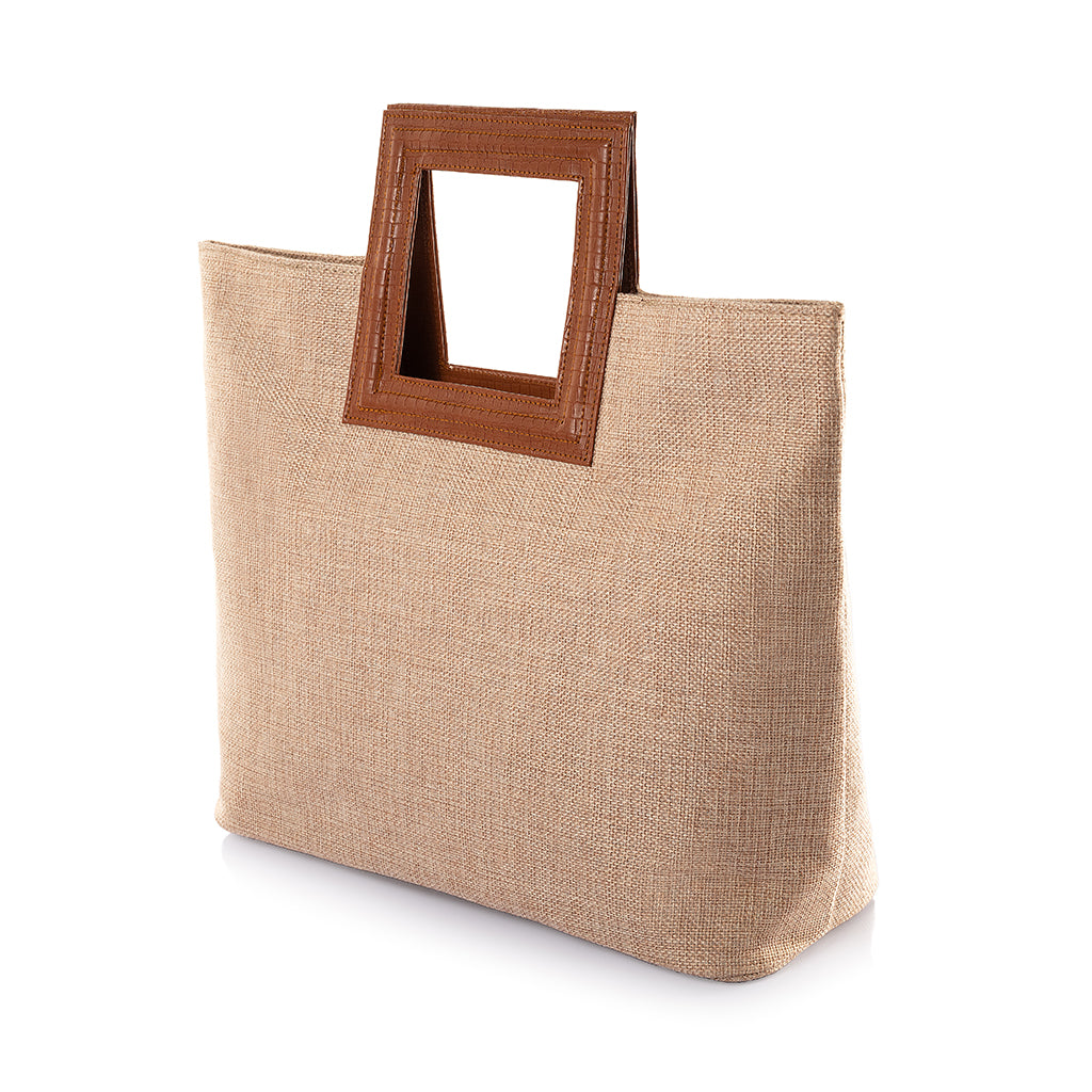 Metallic Framed Handle Tote Bag