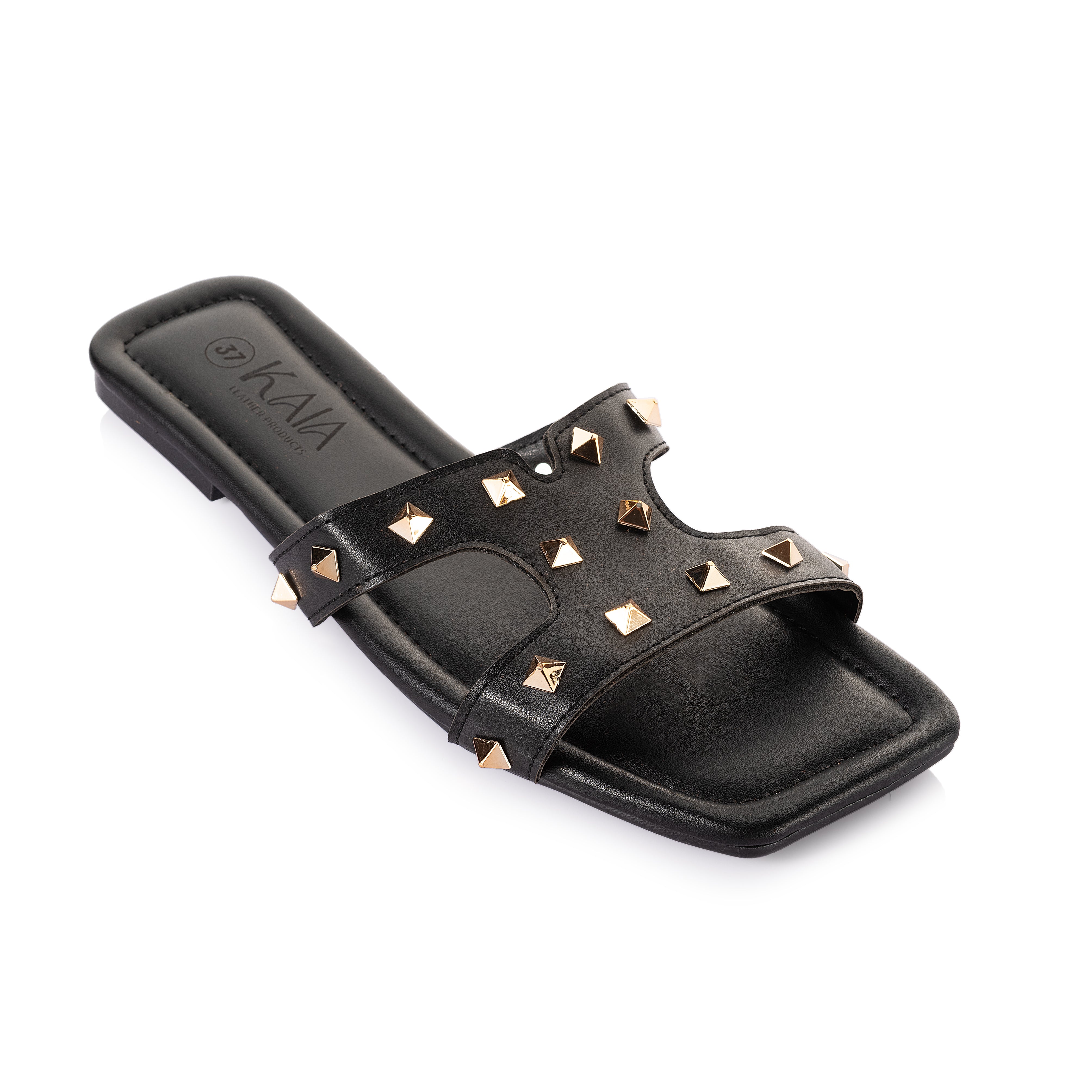 Studded T-Strap Slippers