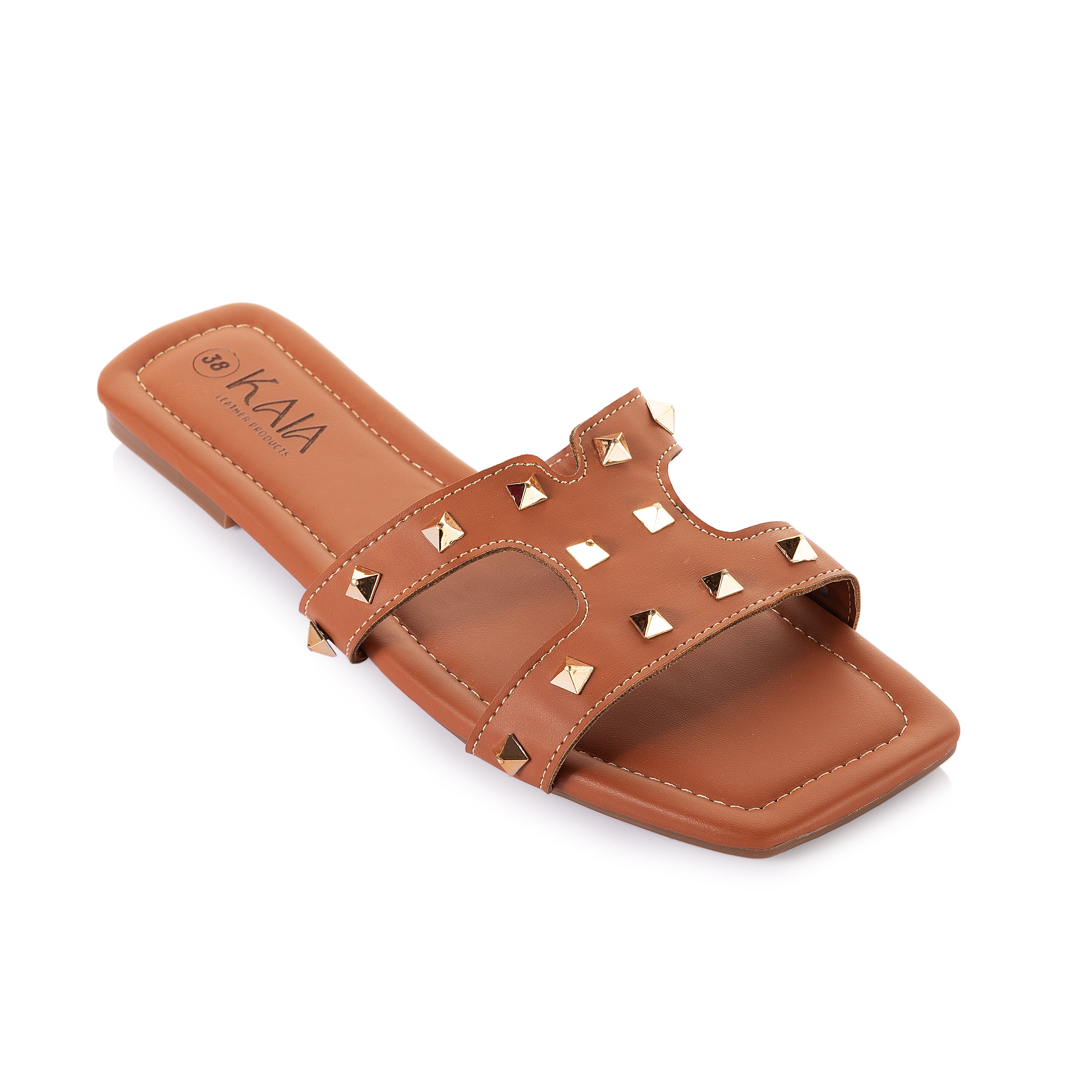 Studded T-Strap Slippers