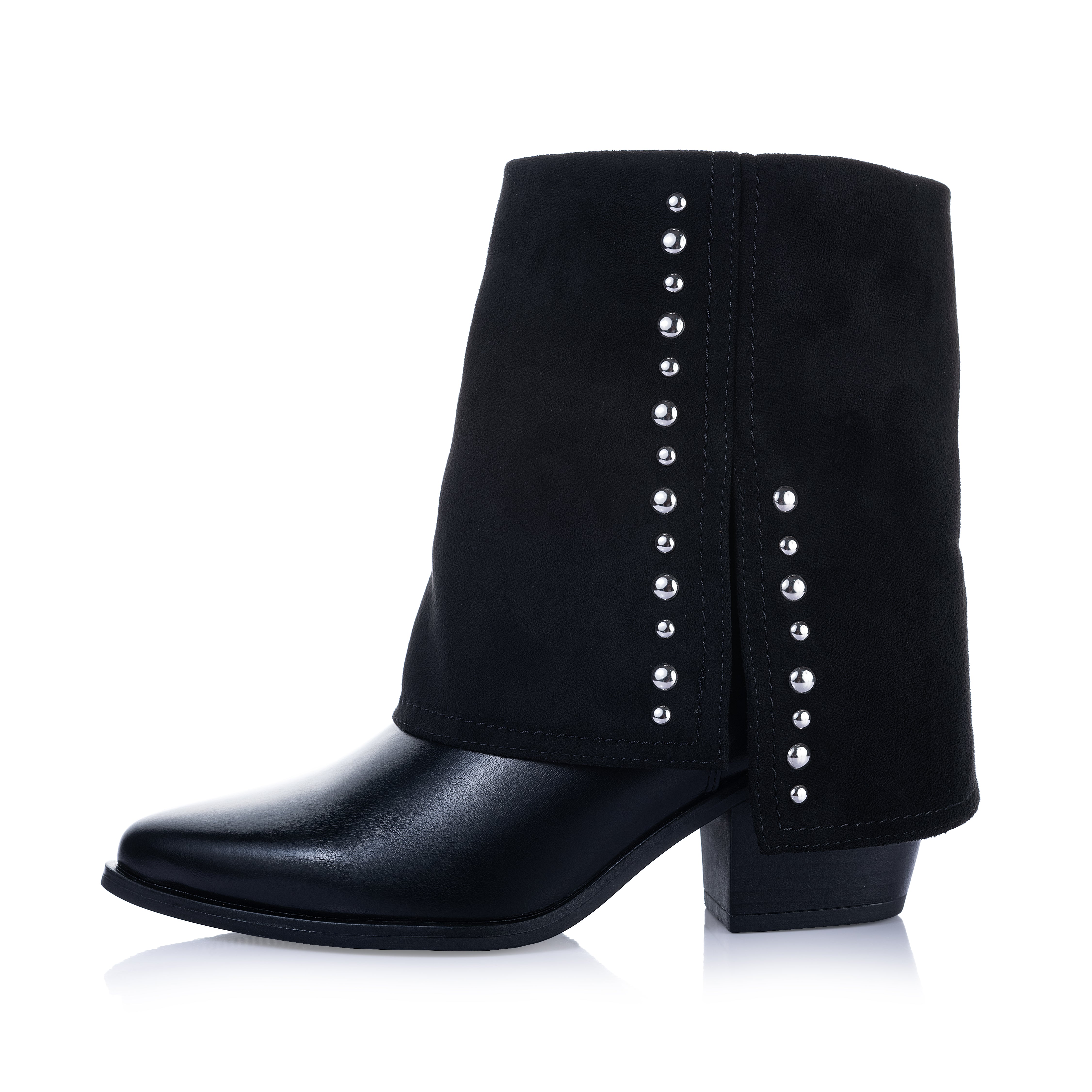 studded fold over ankle boots