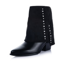 studded fold over ankle boots
