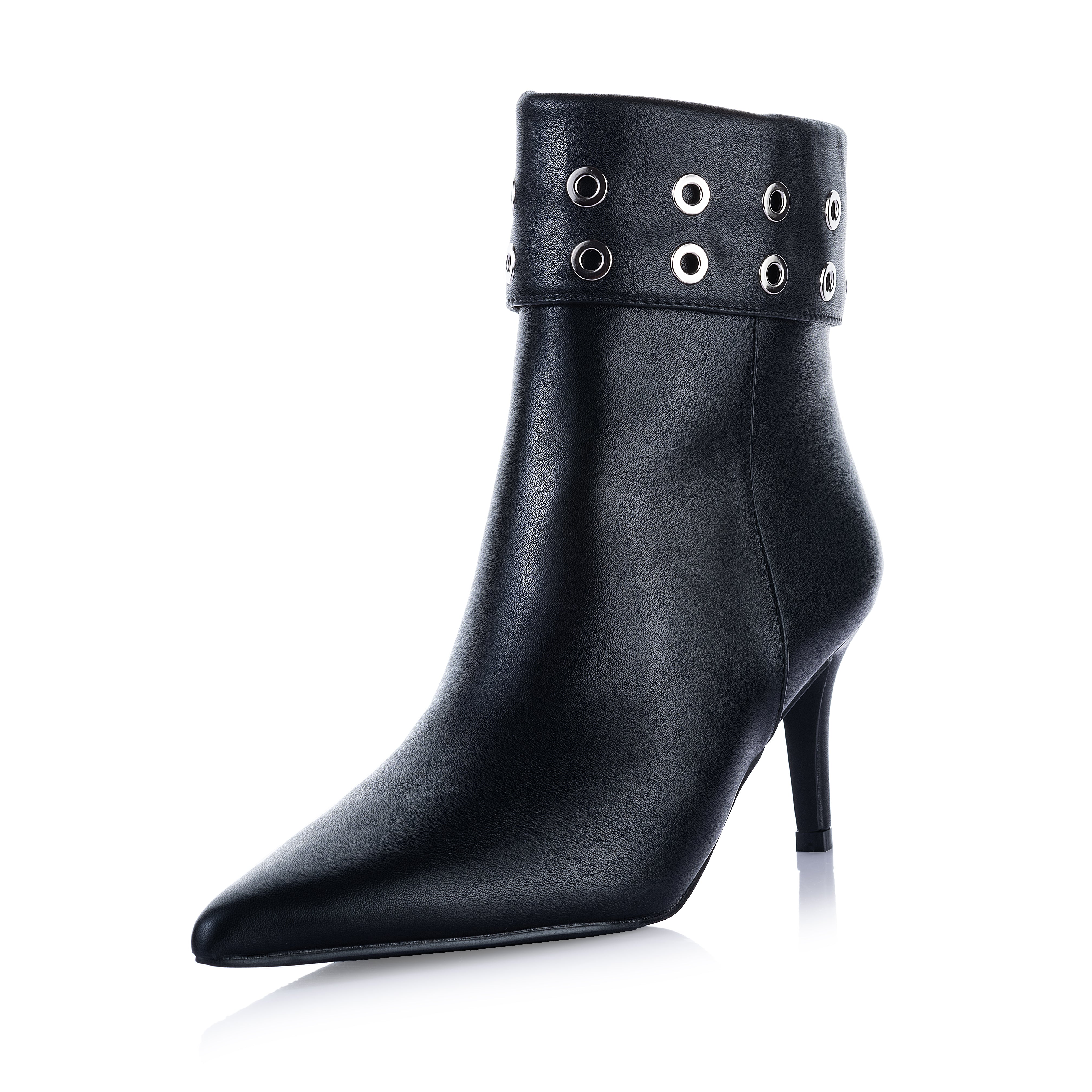 Grommet Stiletto Ankle Boots