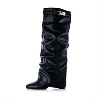 Fold Over High Boots With belt