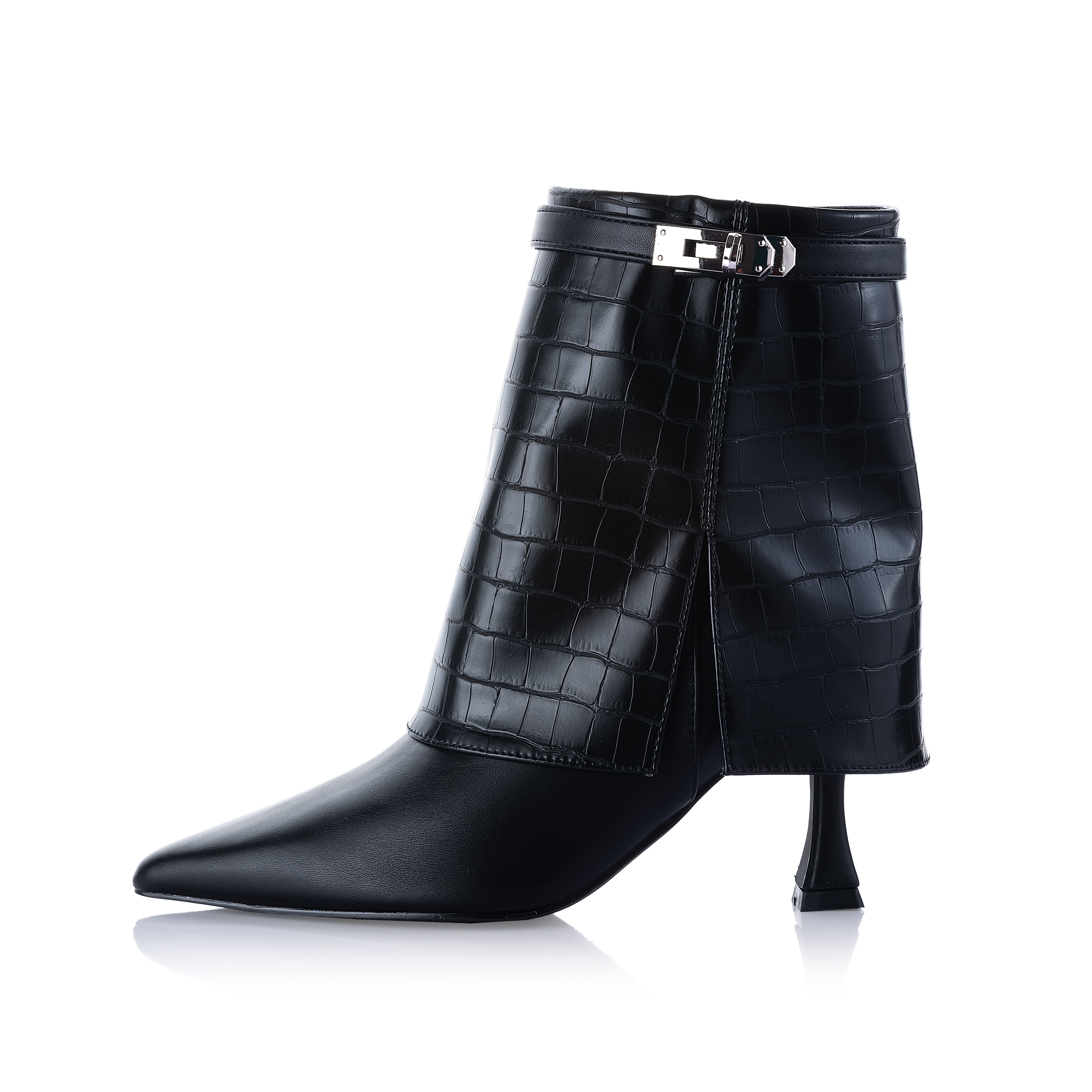 crocodile leather foldover boots