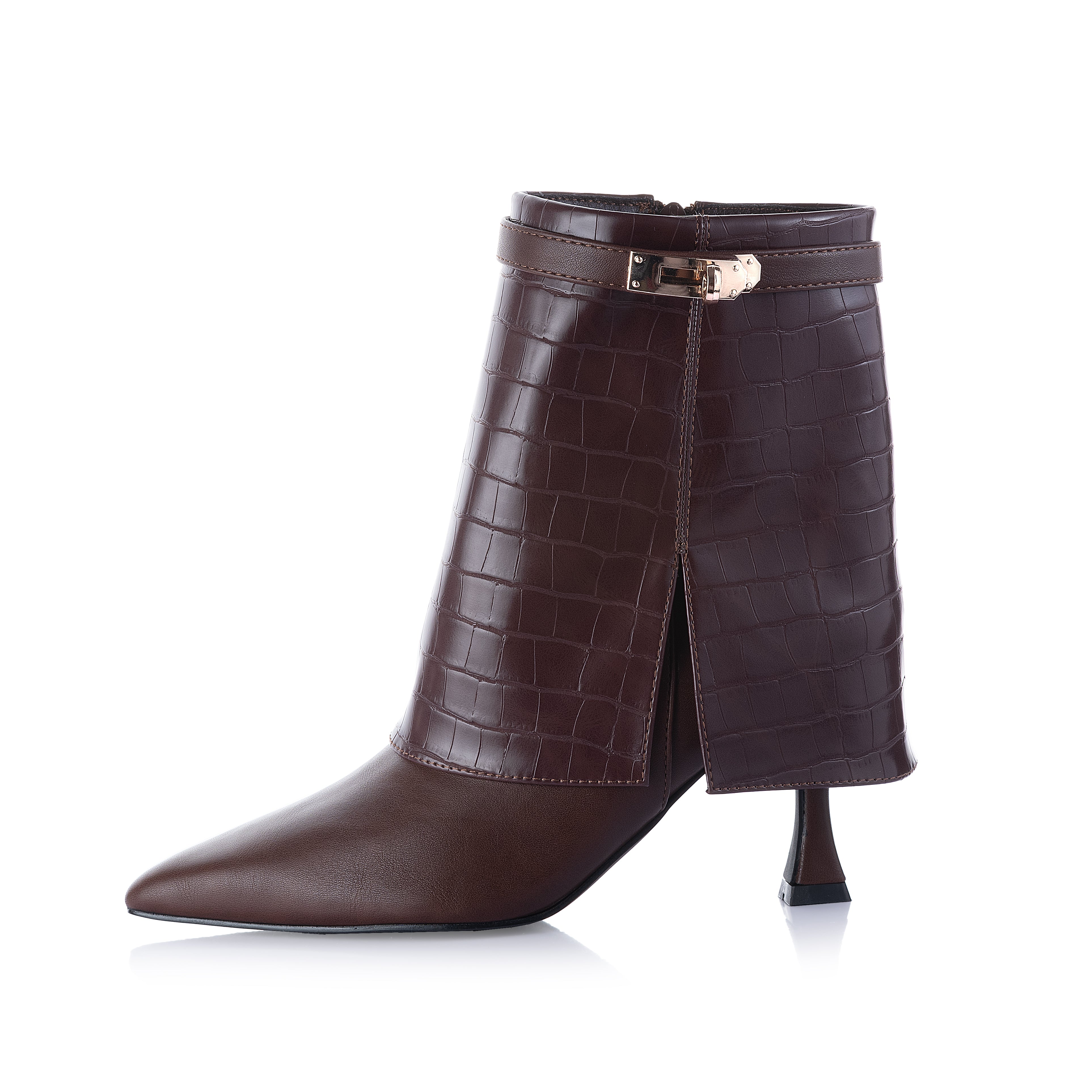 crocodile leather foldover boots