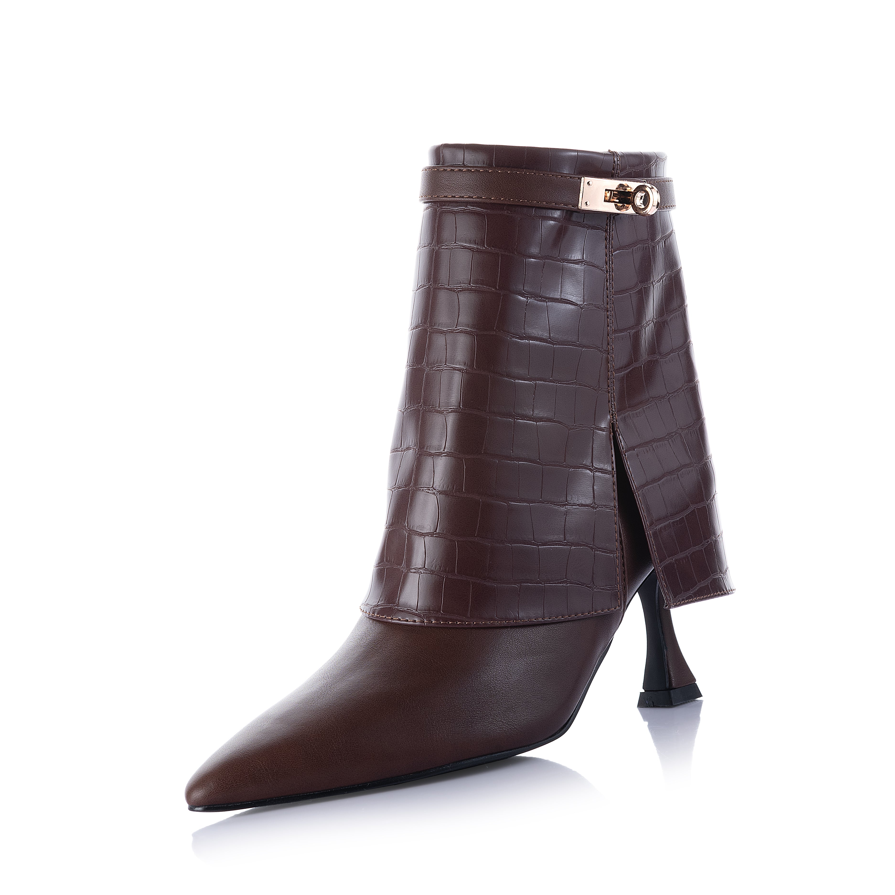 crocodile leather foldover boots