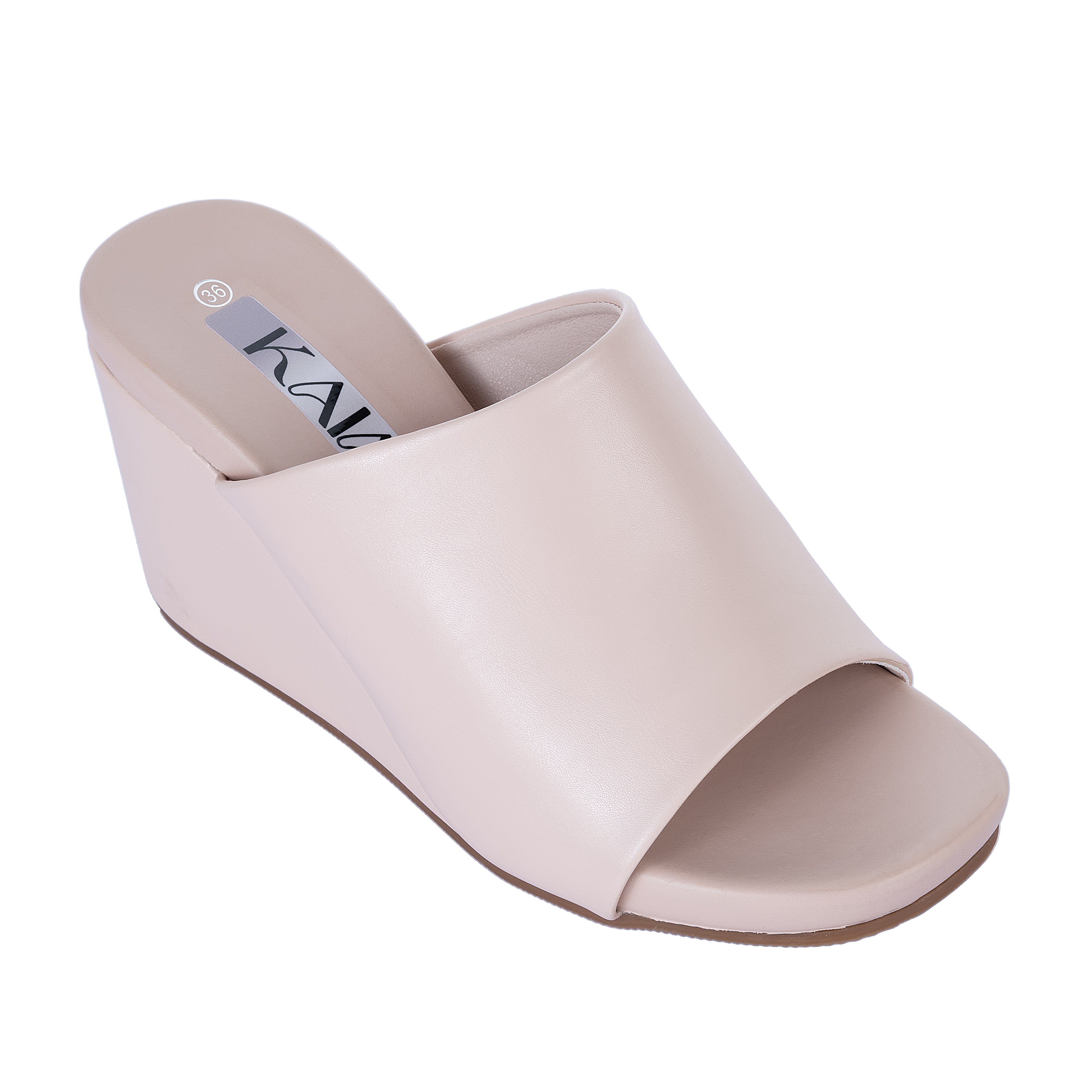 Wide-Band Leather Wedge Sandals