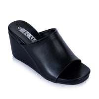 Wide-Band Leather Wedge Sandals