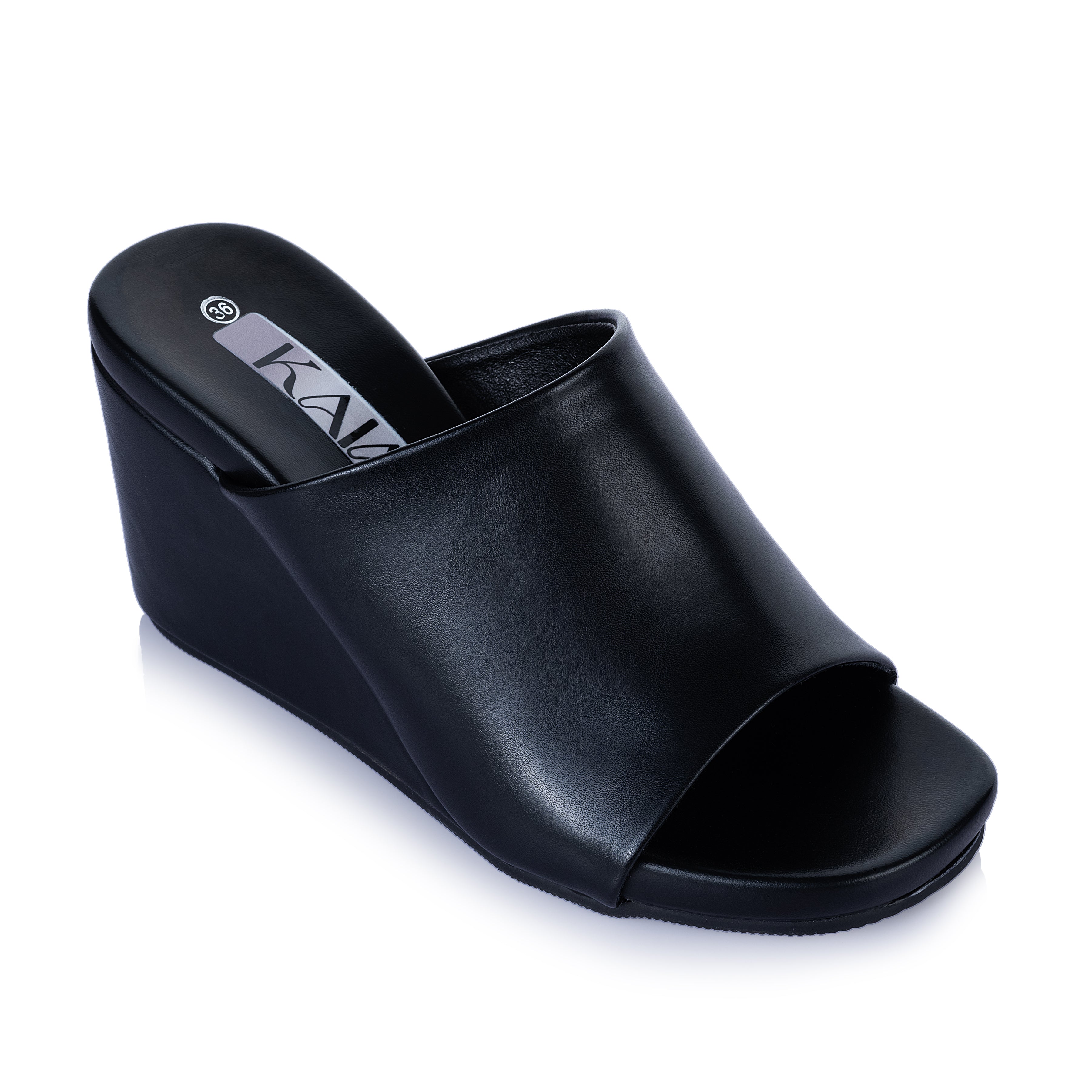 Wide-Band Leather Wedge Sandals