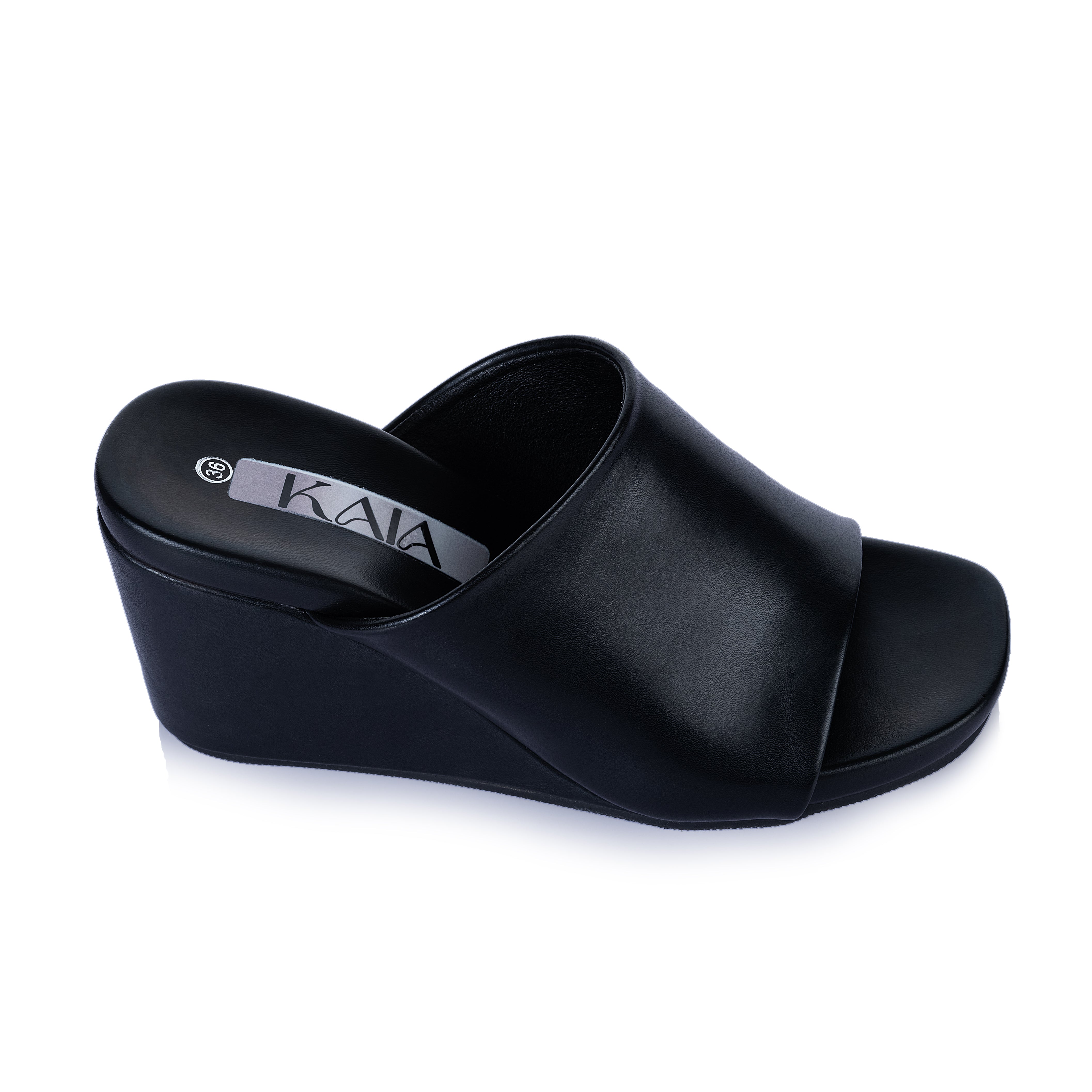 Wide-Band Leather Wedge Sandals