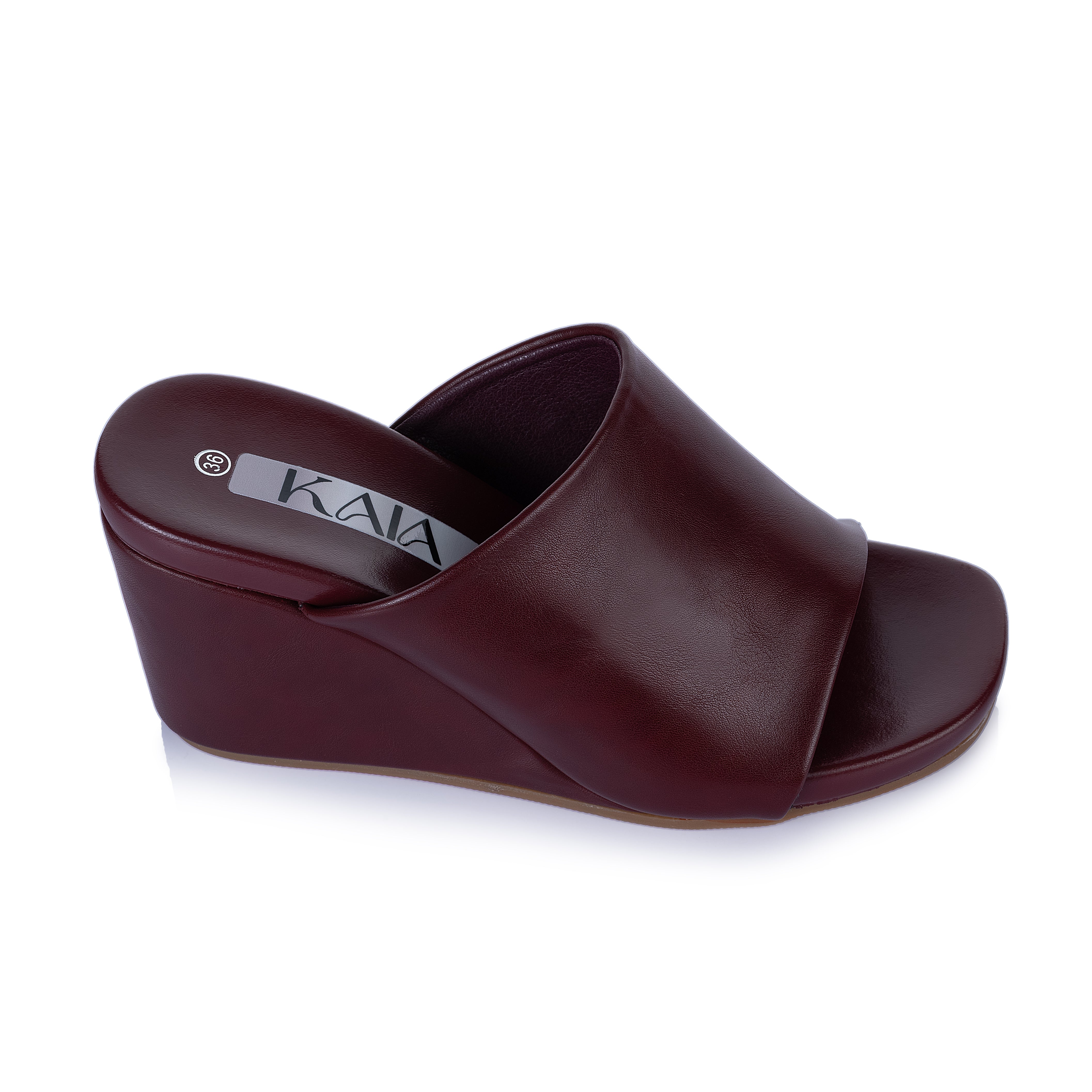 Wide-Band Leather Wedge Sandals