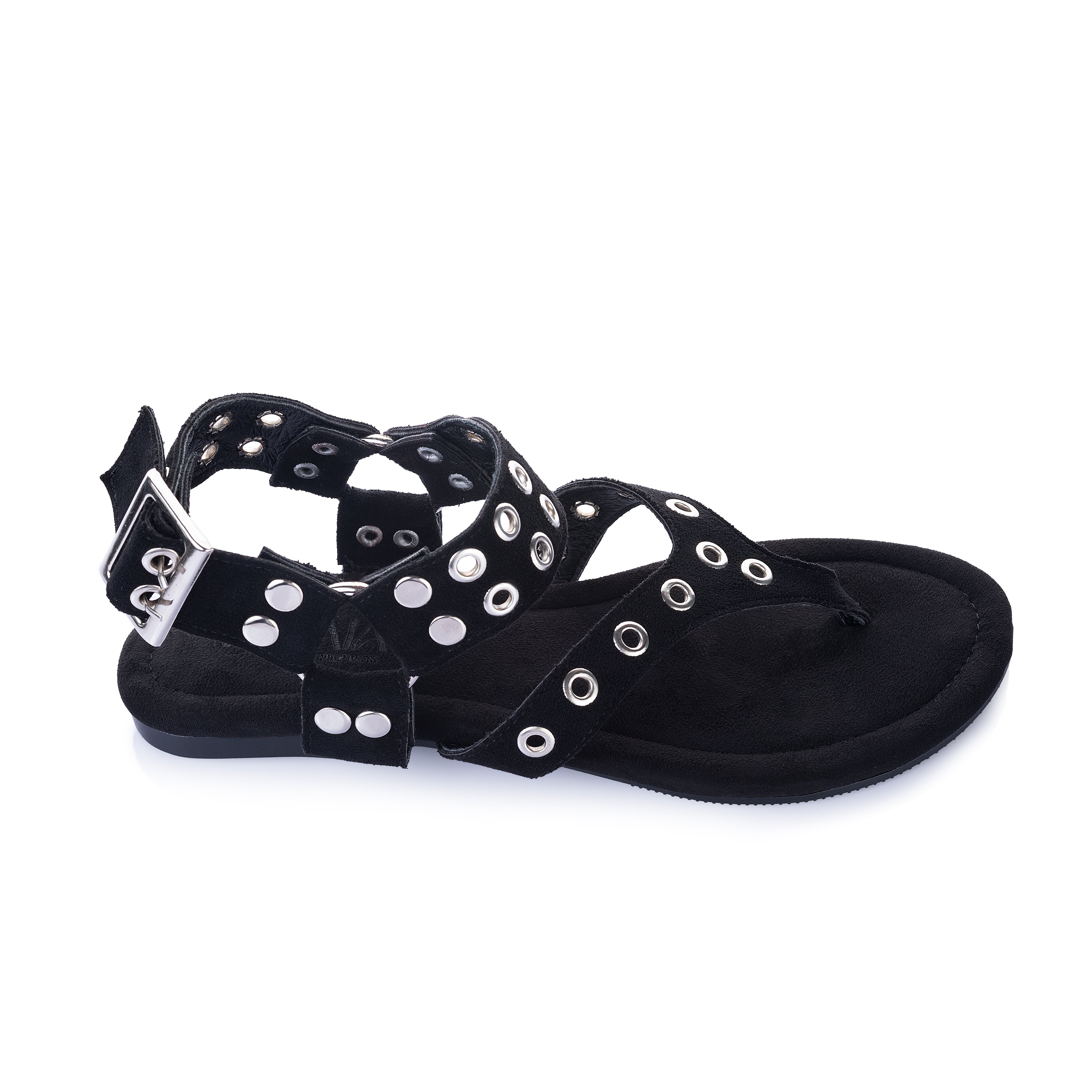 Suede Calfskin Thong Flat Sandals
