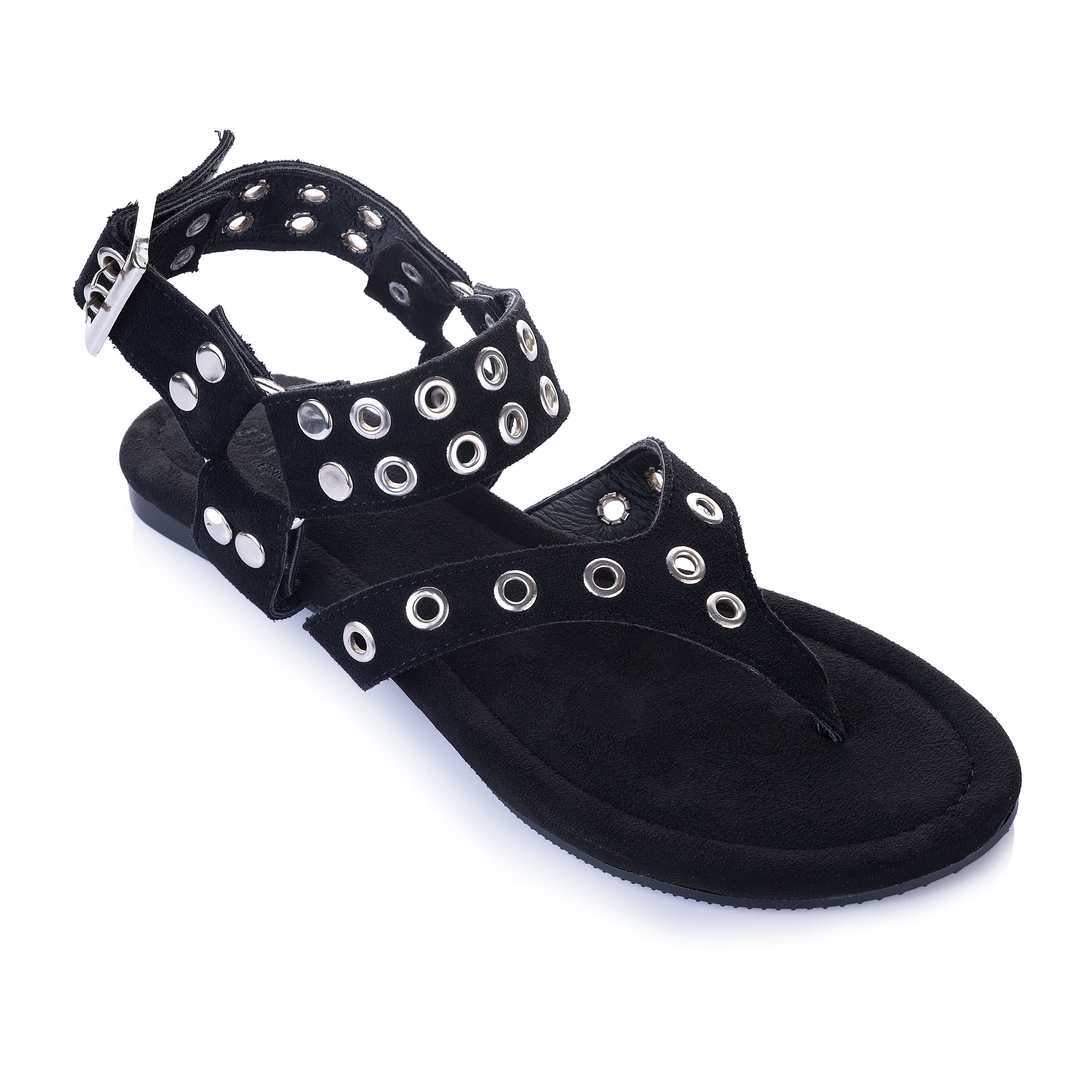 Suede Calfskin Thong Flat Sandals