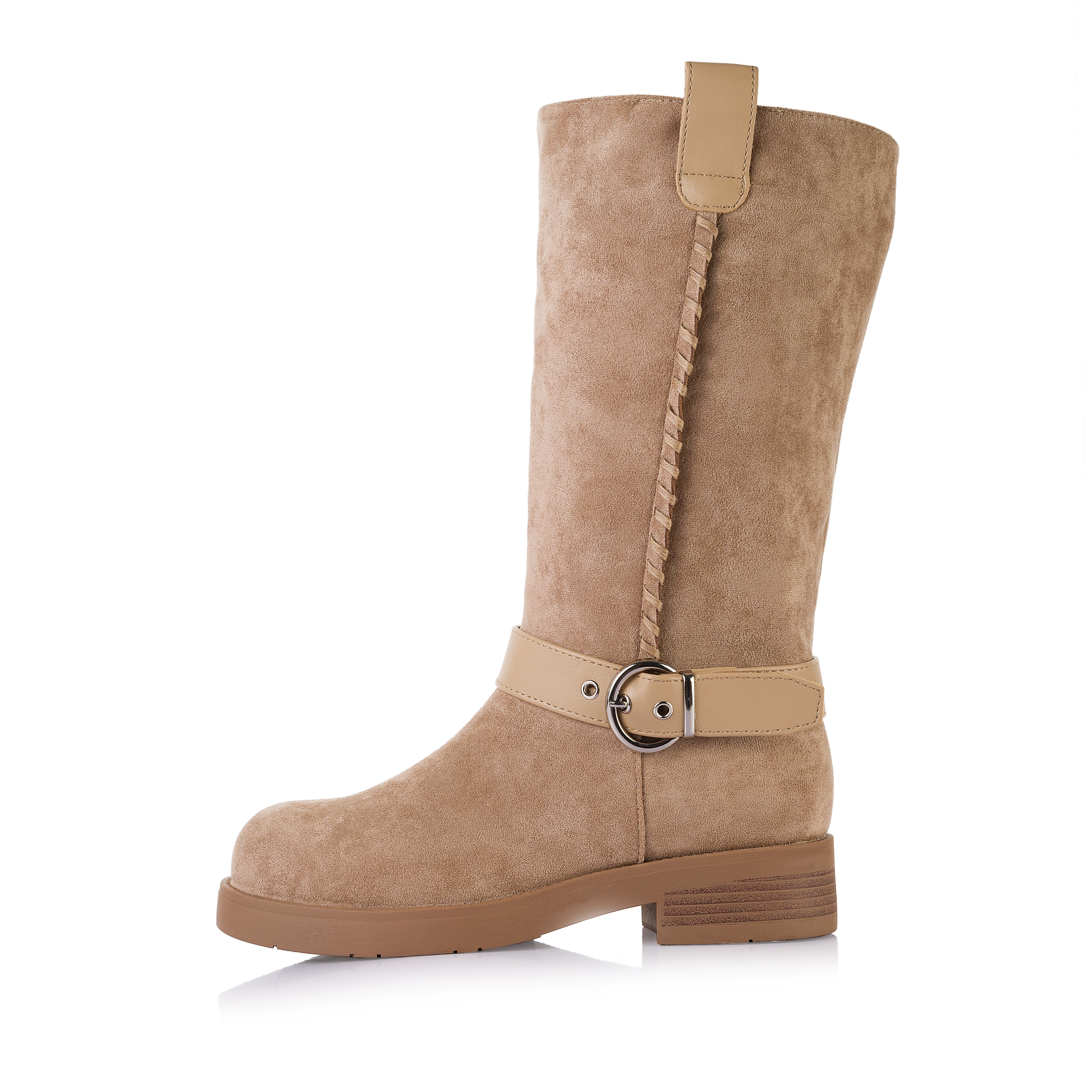 Woven Stitch Buckled Boot
