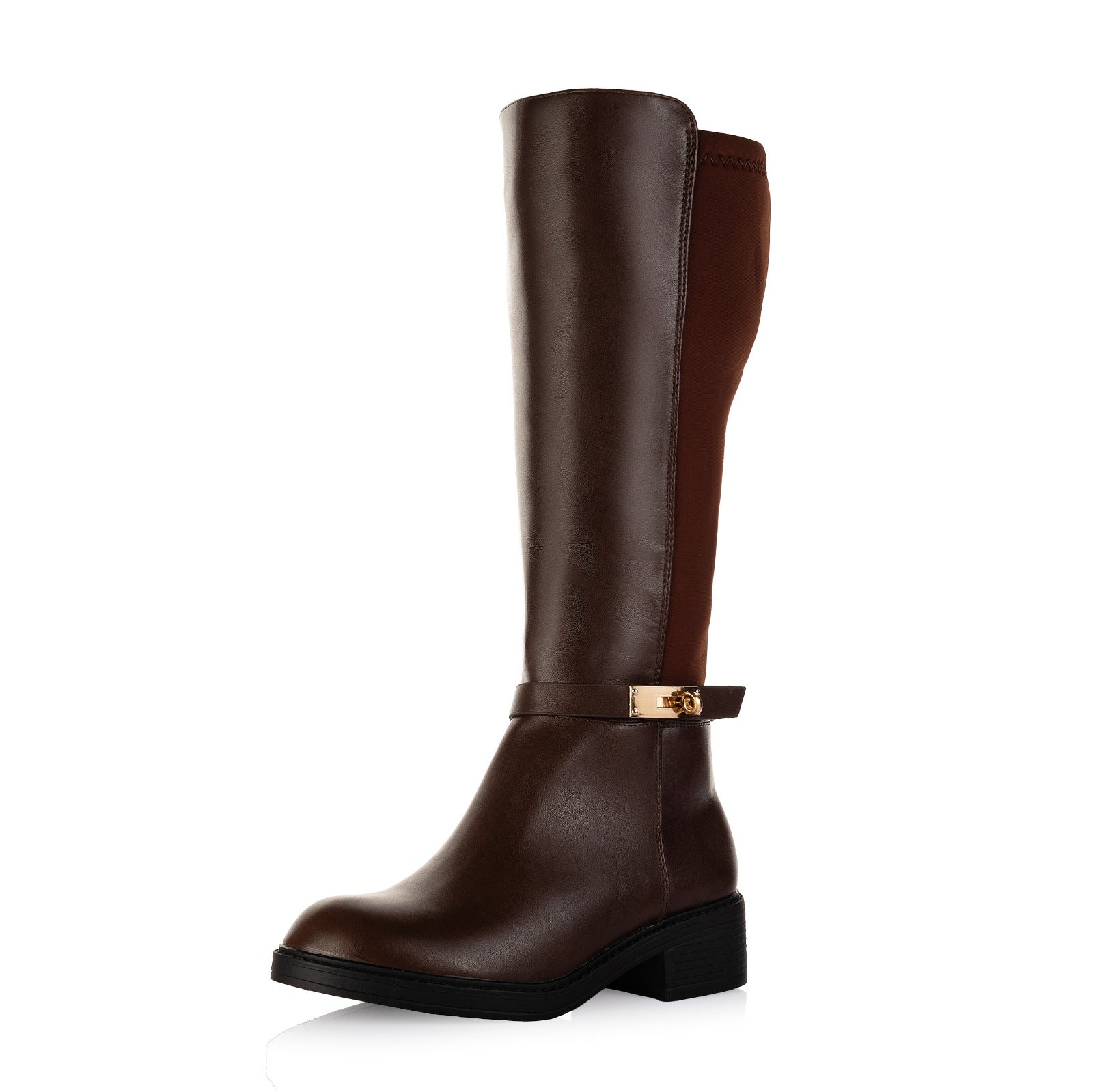 Stretch Panel Knee-High Boots