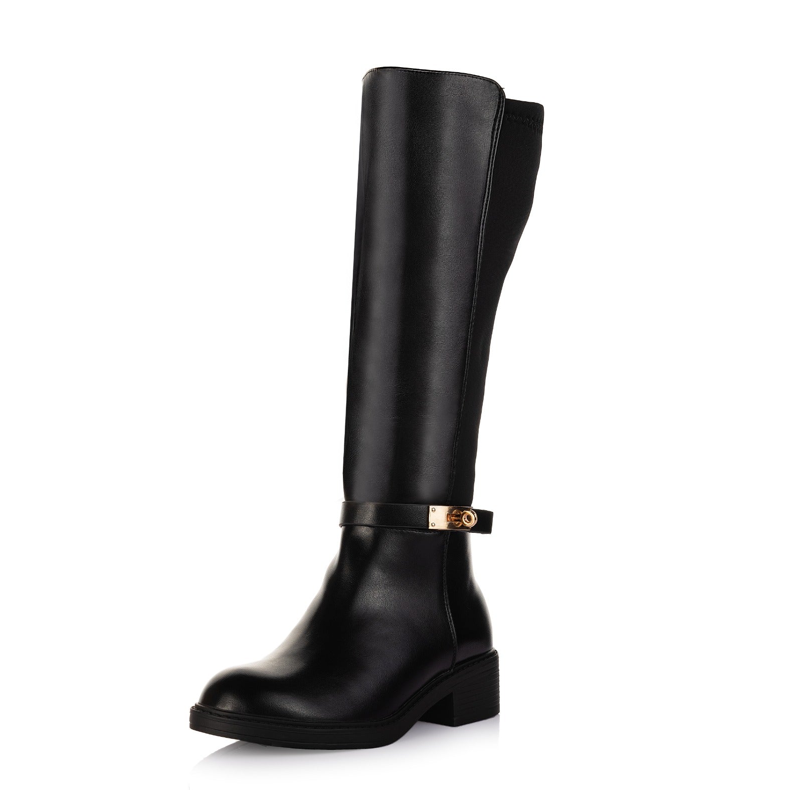 Stretch Panel Knee-High Boots
