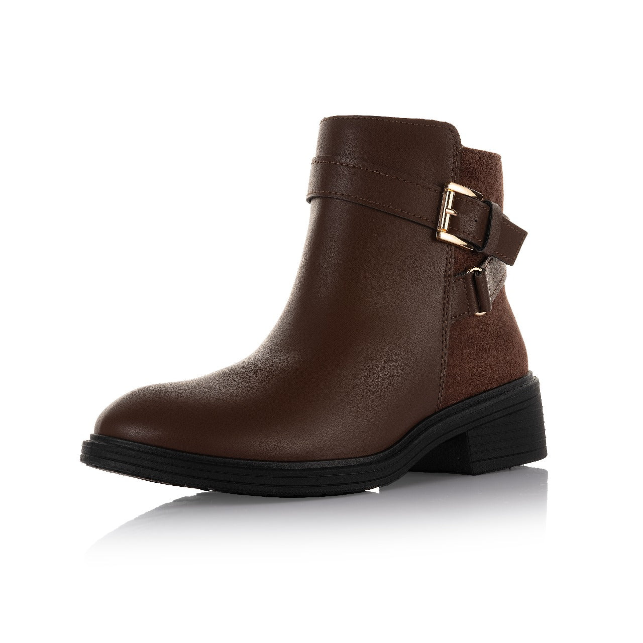 Suede Panel Buckle Boot