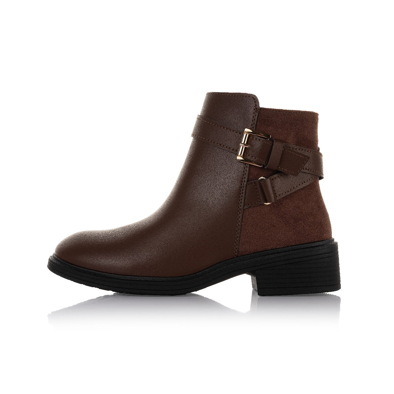 Suede Panel Buckle Boot