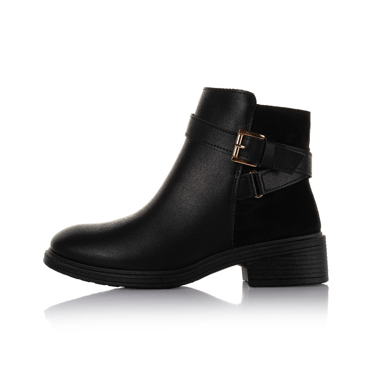 Suede Panel Buckle Boot